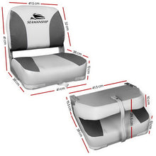 Load image into Gallery viewer, Seamanship 2X Swivel Folding Boat Seats Low Back 13cm Padding - Charcoal