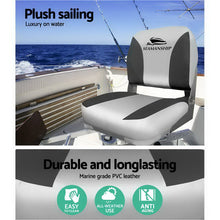 Load image into Gallery viewer, Seamanship 2X Swivel Folding Boat Seats Low Back 13cm Padding - Charcoal
