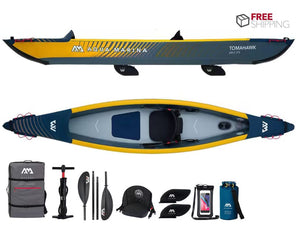 Aqua Marina Tomahawk Air-K 375 1 Person Inflatable Drop-Stitch Kayak Package