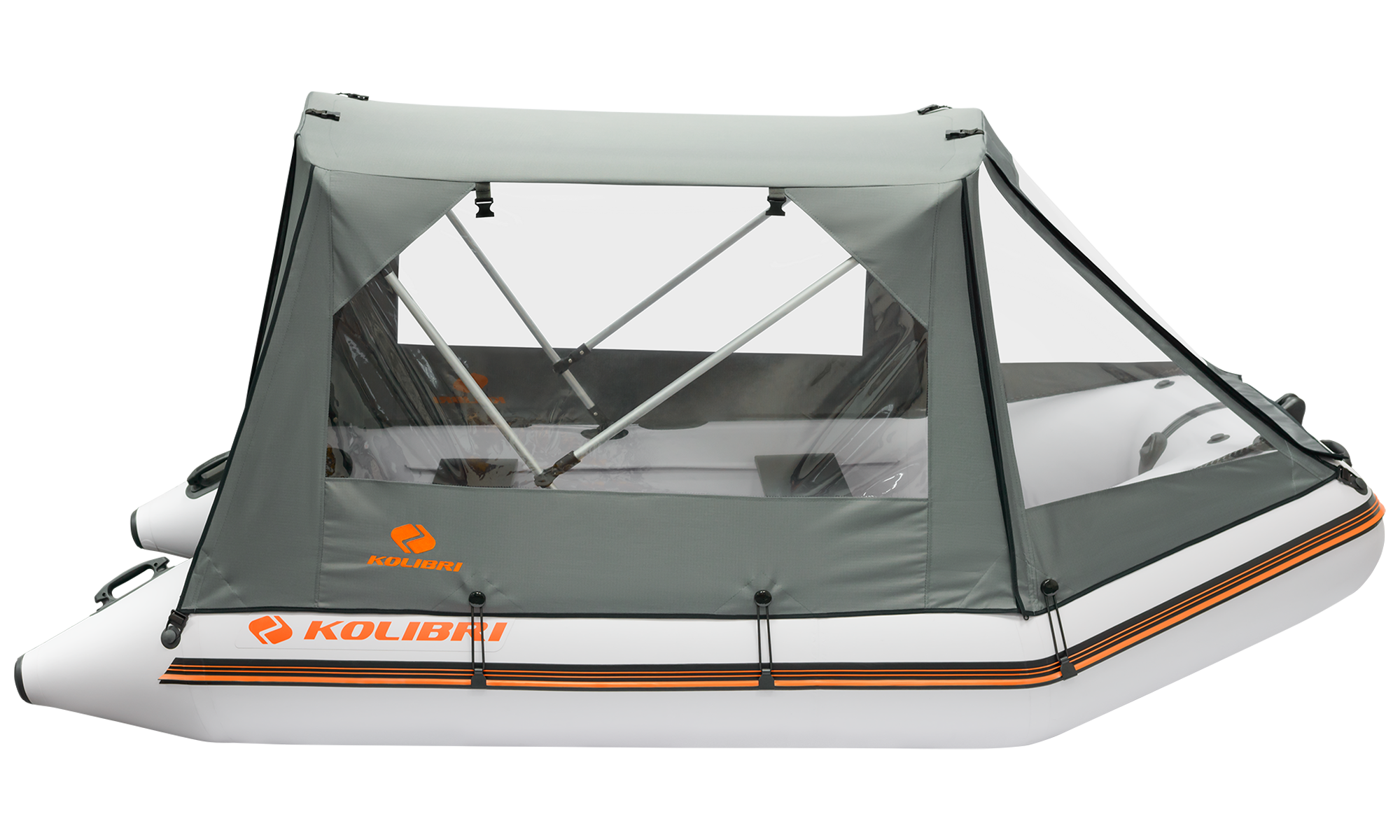 karperboot met tent Kolibri Inflatable Boat Protective Canopy Tent – River To Ocean Adventures