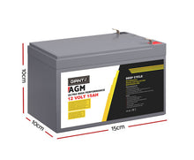 Load image into Gallery viewer, Giantz AGM Battery 12V 15Ah Deep Cycle Box