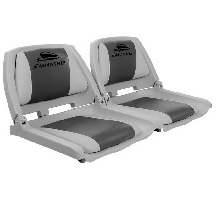 Seamanship 2X Swivel Folding Boat Seats Low Back - Grey