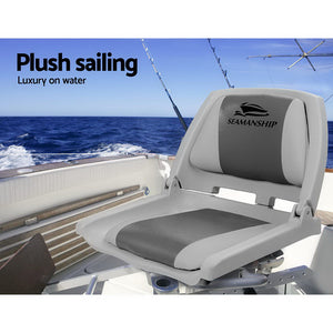 Seamanship 2X Swivel Folding Boat Seats Low Back - Grey