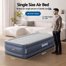 Load image into Gallery viewer, Bestway Single Air Mattress with Built-in Pump Tritech Inflatable Bed 51cm