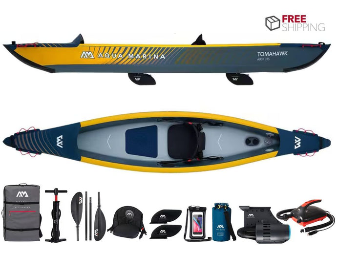 Aqua Marina Tomahawk Air-K 375 1 Person Inflatable Drop-Stitch Kayak Deluxe Package