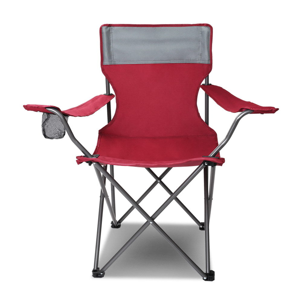 Set of 2 Portable Folding Camping Armchair - Wine Red – River To Ocean ...