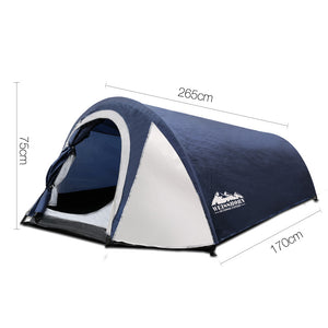 Weisshorn 2-4 Person Canvas Dome Camping Tent Navy and White - River To Ocean Adventures