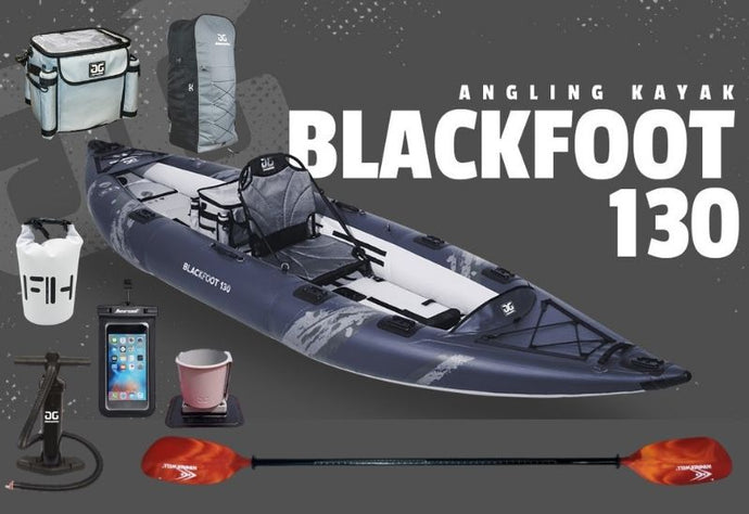 Aquaglide Blackfoot 130 Inflatable 1-2 Person Kayak Deluxe Package