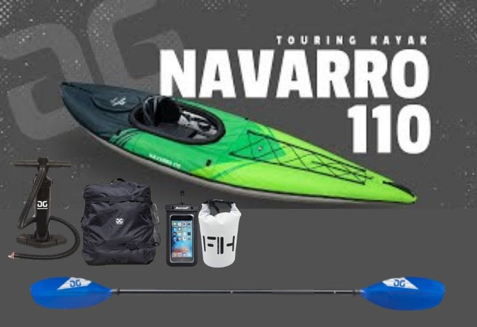 Aquaglide Navarro 110 DS 1 Person Convertible Inflatable Drop-Stitch Kayak Package