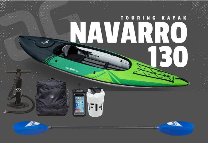 Aquaglide Navarro 130 DS 1 Person Convertible Inflatable Drop-Stitch Kayak Package