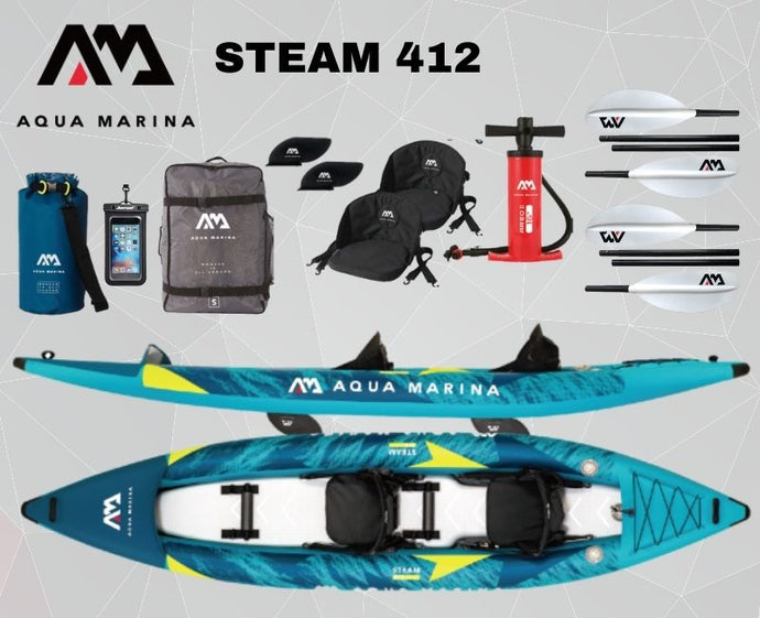 Aqua Marina Steam 412 2 Person Inflatable Drop-Stitch Kayak Package