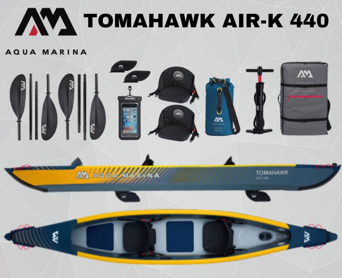 Aqua Marina Tomahawk Air-K 440 2 Person Inflatable Drop-Stitch Kayak Package
