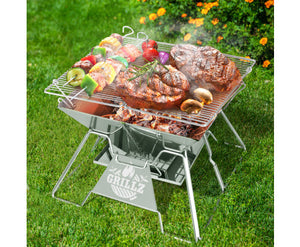 Grillz Portable Stainless Steel Fire Pit BBQ