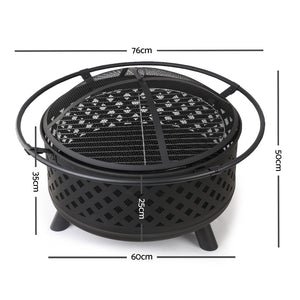 Grillz 30 Inch Portable Outdoor Fire Pit and BBQ - Black - River To Ocean Adventures