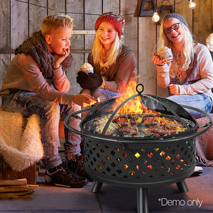 Grillz 30 Inch Portable Outdoor Fire Pit and BBQ - Black - River To Ocean Adventures