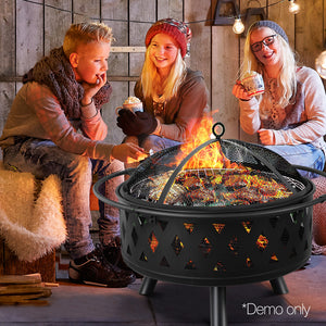 Grillz 32 Inch Portable Outdoor Fire Pit and BBQ - Black - River To Ocean Adventures