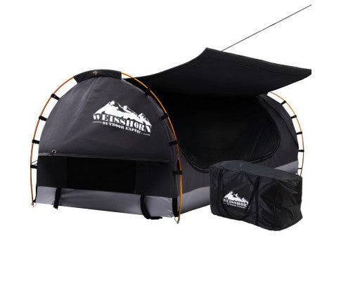 Weisshorn King Single Swag Camping Swag Canvas Tent - Dark Grey