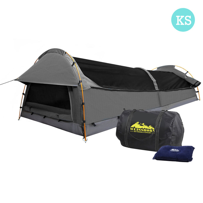 Weisshorn King Single Swag Camping Swag Canvas Tent - Grey - River To Ocean Adventures