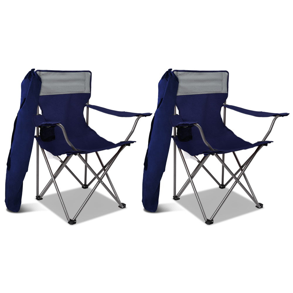 Set of 2 Portable Folding Camping Armchair - Navy - River To Ocean Adventures