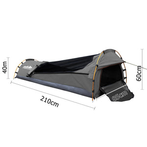 Weisshorn Biker Single Swag Camping Swag Canvas Tent - Grey - River To Ocean Adventures