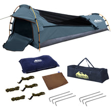 Load image into Gallery viewer, Weisshorn Biker Single Swag Camping Swag Canvas Tent - Navy - River To Ocean Adventures