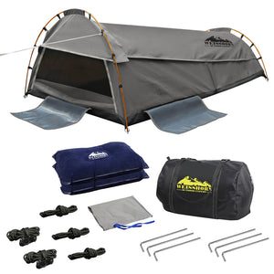 Weisshorn Double Swag Camping Swag Canvas Tent - Grey - River To Ocean Adventures
